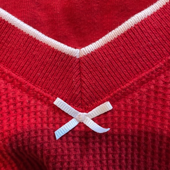Victoria’s Secret Underware Red with White Accents/Bow Thermal Long Sleeve Small - Picture 4 of 6